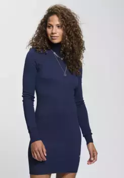 Трикотажное платье AJC, с красивой водолазкой, цвет морской волны