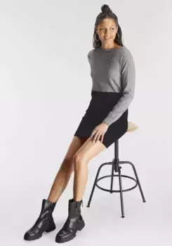 Трикотажное платье AJC с полосками, черный