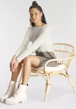 Трикотажное платье AJC с полосками, коричневый