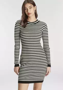 Трикотажное платье AJC в полоску, бежевый