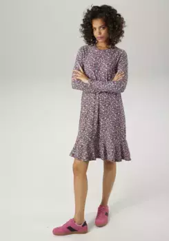 Трикотажное платье Aniston CASUAL с ярким цветочным принтом - НОВАЯ КОЛЛЕКЦИЯ, белый