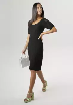 Трикотажное платье Aniston SELECTED с ажурным узором, черный