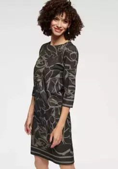 Трикотажное платье Aniston SELECTED с интересным принтом по всей поверхности, коричневый