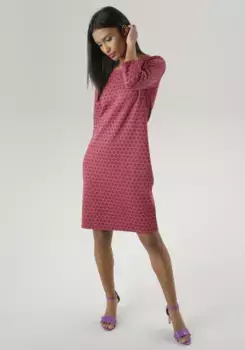 Трикотажное платье Aniston SELECTED с модным ретро-рисунком, цвет Orange-Lila-Schwarz