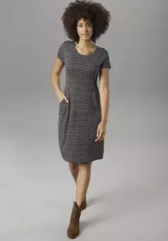 Трикотажное платье Aniston SELECTED в разноцветный горошек, синий