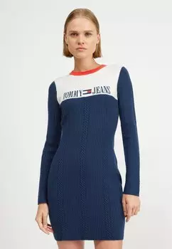 Трикотажное платье АРХИВНОЕ ПЛАТЬЕ Tommy Jeans, темно-синий/мульти
