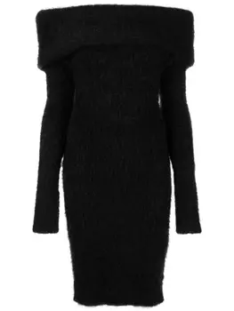 Трикотажное платье Aria с открытыми плечами ISABEL MARANT, черный