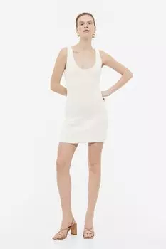 Трикотажное платье без рукавов H&M, крем