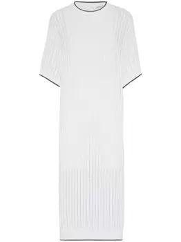 Трикотажное платье Brunello Cucinelli с отделкой Monili, белый