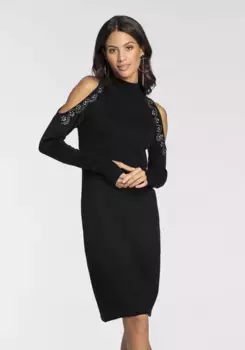 Трикотажное платье Bruno Banani, свободные плечи НОВАЯ КОЛЛЕКЦИЯ, черный