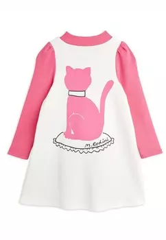 Трикотажное платье CAT DRESS Mini Rodini, белый