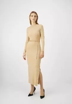 Трикотажное платье Chain Belt Slit MICHAEL Michael Kors, цвет buff
