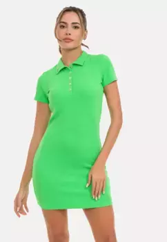 Трикотажное платье Cipo & Baxx с рубашечным воротником и планкой на пуговицах, зеленый