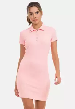 Трикотажное платье Cipo & Baxx с рубашечным воротником и планкой на пуговицах, розовый