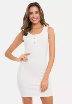 Трикотажное платье Cipo & Baxx с удобным круглым вырезом, цвет Ecru