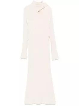 Трикотажное платье Claudie Pierlot с завязками-шарфом, серый