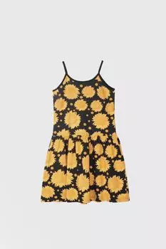 Трикотажное платье Coccodrillo черный с цветочным узором