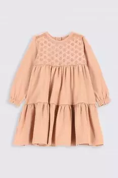 Трикотажное платье Coccodrillo расклешенный розовый с вышивкой