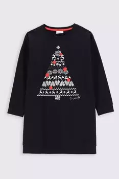 Трикотажное платье Coccodrillo темно-синий с рождественским принтом
