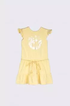 Трикотажное платье Coccodrillo желтый с металлическим принтом