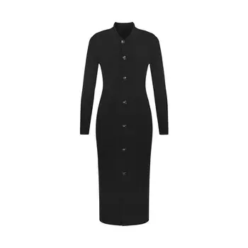 Трикотажное платье Deep Breath с лацканами в полоску, черный