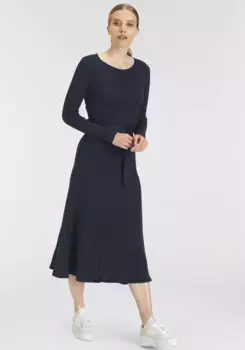 Трикотажное платье DELMAO с поясом в тон - НОВЫЙ БРЕНД!, цвет морской волны