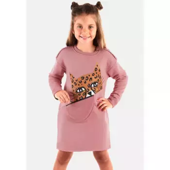 Трикотажное платье Denokids «Леопардовый карман» с блестящим леопардовым принтом, цвет Salmon