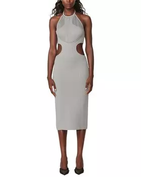 Трикотажное платье длиной до колена от Herve Leger Herv Lger, серый