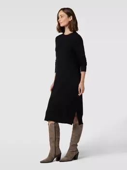 Трикотажное платье длиной до колена с разрезами по бокам модель "Вирил" Vila, черный