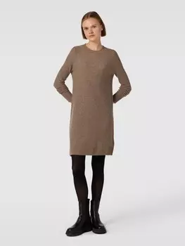 Трикотажное платье длиной до колена с круглым вырезом в рубчик Christian Berg, коричневый