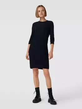 Трикотажное платье длиной до колена с круглым вырезом в рубчик Christian Berg, темно-синий