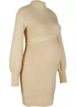 Трикотажное платье для беременных Bpc Bonprix Collection, бежевый