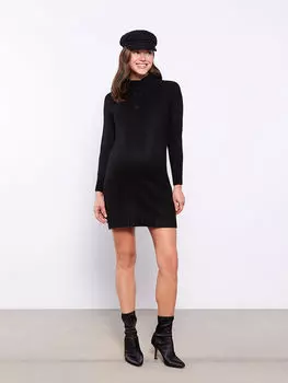 Трикотажное платье для беременных с прямым воротником и длинными рукавами LC Waikiki Maternity