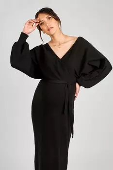 Трикотажное платье для беременных с рукавами блузонами Jojo Maman Bb, черный