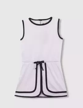 Трикотажное платье для девочки шестидесятых годов с контрастным кантом Gocco, белый