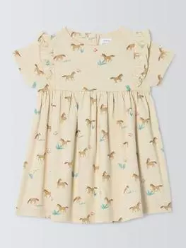 Трикотажное платье для малышки лошадки John Lewis, разноцветный