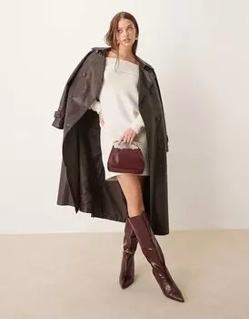Трикотажное платье-джемпер на одно плечо цвета экрю ASOS DESIGN