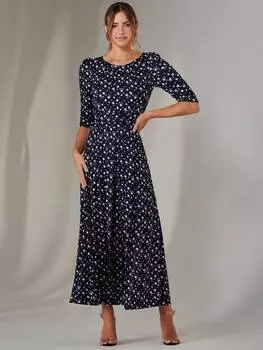 Трикотажное платье enya в цветочек Jolie Moi, темно-синий/белый