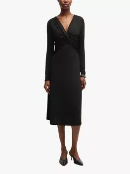 Трикотажное платье eulo twist спереди HUGO BOSS, черный