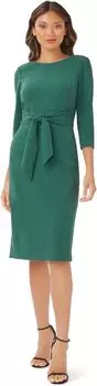 Трикотажное платье-футляр с рукавами 3/4 и завязками спереди Adrianna Papell, цвет Hunter