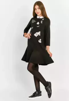 Трикотажное платье Gulliver с контрастным воротником, черный