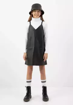 Трикотажное платье Гулливер из мягкой искусственной кожи Gulliver, черный