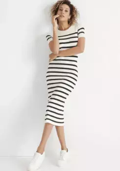 Трикотажное платье HECHTER PARIS с короткими рукавами - НОВАЯ КОЛЛЕКЦИЯ, цвет Offwhite-Schwarz-Gestreift