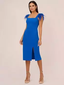 Трикотажное платье из крепа с рукавами-перьями Aidan by Adrianna Papell, темно-кобальтовый
