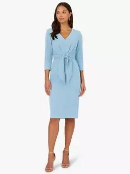 Трикотажное платье из крепа с v-образным вырезом и завязками Adrianna Papell, цвет Blue Mist