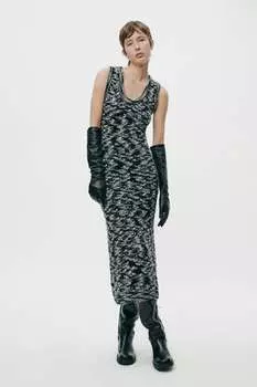 Трикотажное платье из смесовой шерсти ZARA, черный