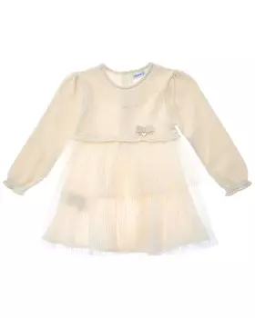 Трикотажное платье из тюля Mayoral, бежевый