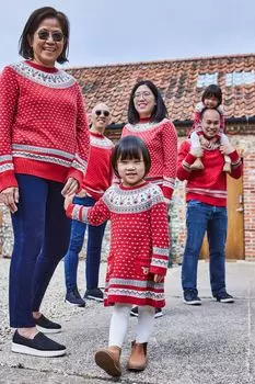 Трикотажное платье JoJo Maman Bb Fair Isle с мотивом оленей Jojo Maman Bb, красный