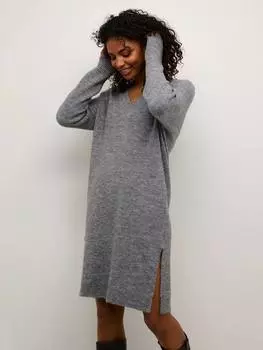 Трикотажное платье juno с v-образным вырезом длиной до колен KAFFE, цвет Grey Melange