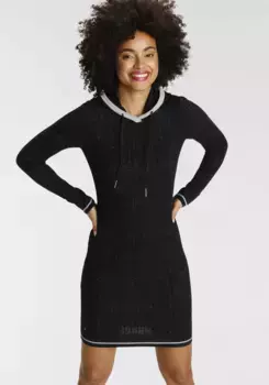 Трикотажное платье KangaROOS тонкой вязки с контрастными полосками, антрацит